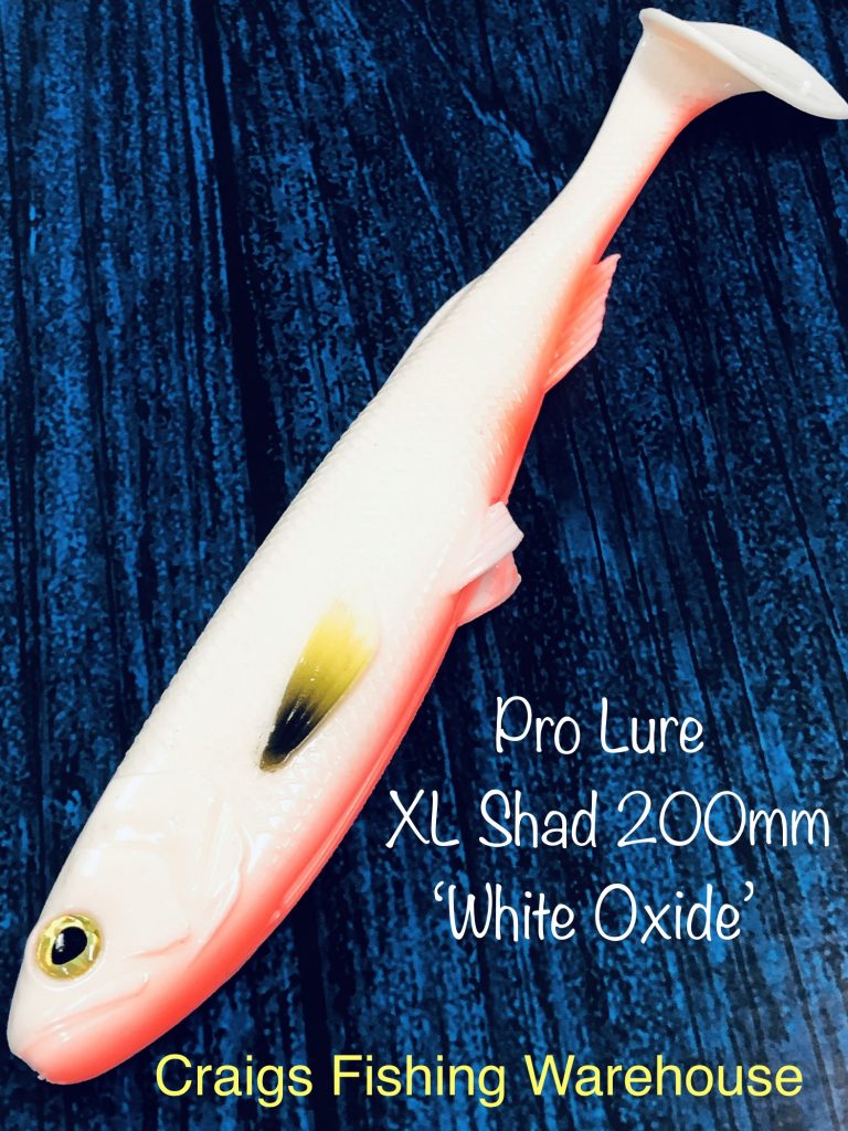 Pro Lure XL Shad 200mm ‘White Oxide’ Craigs Fishing Warehouse